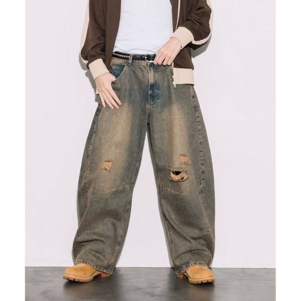 프릭스스토어 와이드 실루엣 커브 데미지 가공 데님 팬츠 4컬러 1043248901194