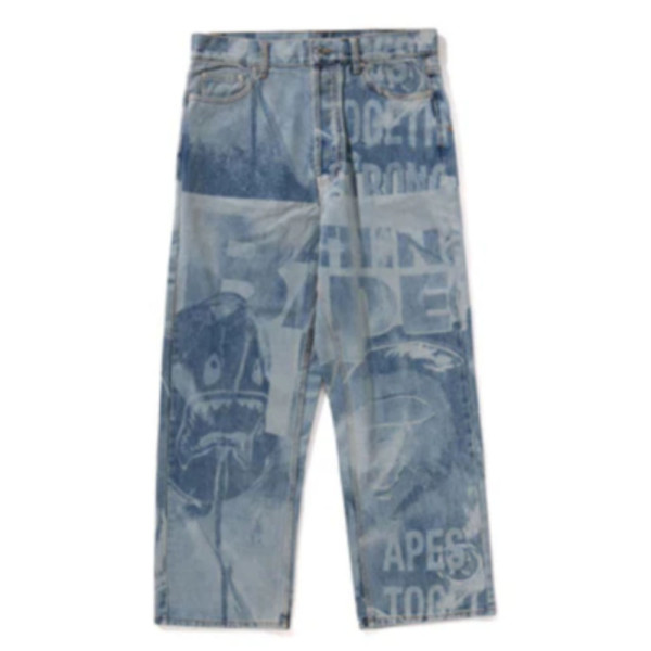 베이프 오버롤 레이저 데님 릴렉스핏 13OZ 데님 팬츠 라이트인디고 1L80150303