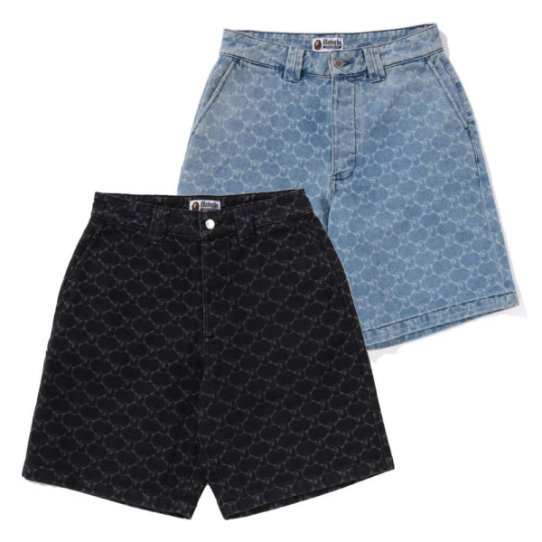 베이프 컬리지 모노그램 릴렉스핏 13OZ 데님 쇼츠 2컬러 1L30151302