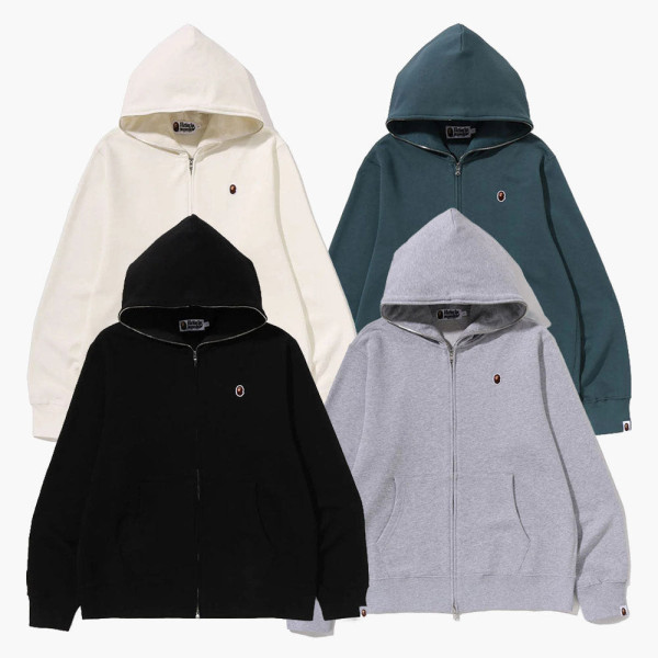 베이프 원 포인트 레귤러 핏 풀집업 후드 4컬러 1M30115313