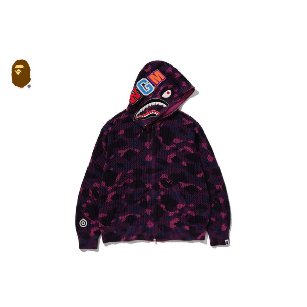 베이프 컬러 카모 크로셰 릴렉스핏 샤크 풀 집 후디 후드집업 3컬러 1L70115304