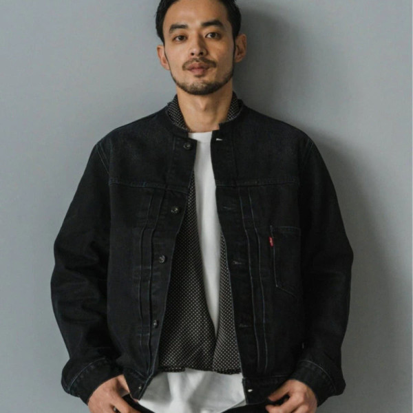 리바이스 EDIFICE 타입 1 별주 트러커 카라레스 데님 재킷 블랙 25011310014510