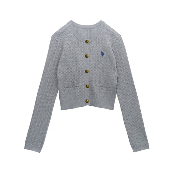 U.S. POLO ASSN. 유에스폴로에센 골드 버튼 자수 케이블 니트 가디건 4컬러 720650