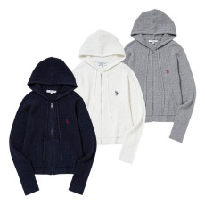 U.S. POLO ASSN. 유에스폴로에센 더블 호스맨 자수 케이블 지퍼 후드 집업 3컬러 PLL53469