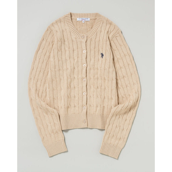 U.S. POLO ASSN. 유에스폴로에센 더블 호스맨 자수 케이블 니트 가디건 3컬러 PLL53468