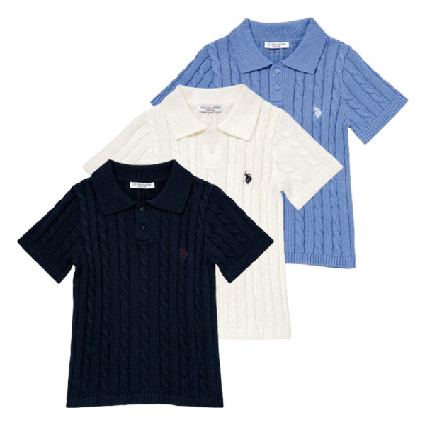 U.S. POLO ASSN. 유에스폴로에센 케이블 니트 폴로셔츠 더블홀스맨 자수 3컬러 PLL52416