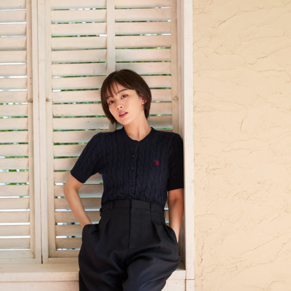 U.S. POLO ASSN. 유에스폴로에센 케이블 니트 더블홀스맨 자수 반팔 가디건 3컬러 PLL52415