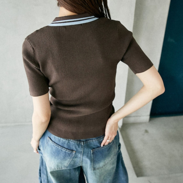 퍼블럭스 U.S. POLO ASSN. 유에스폴로에센 별주 칼라 배색 서머 니트 폴로 가디건 4컬러 3234291600002