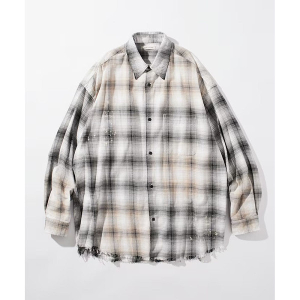 프릭스스토어 릴랙스핏 블리치 가공 옴브레체크 넬 셔츠 5컬러 1201248900280