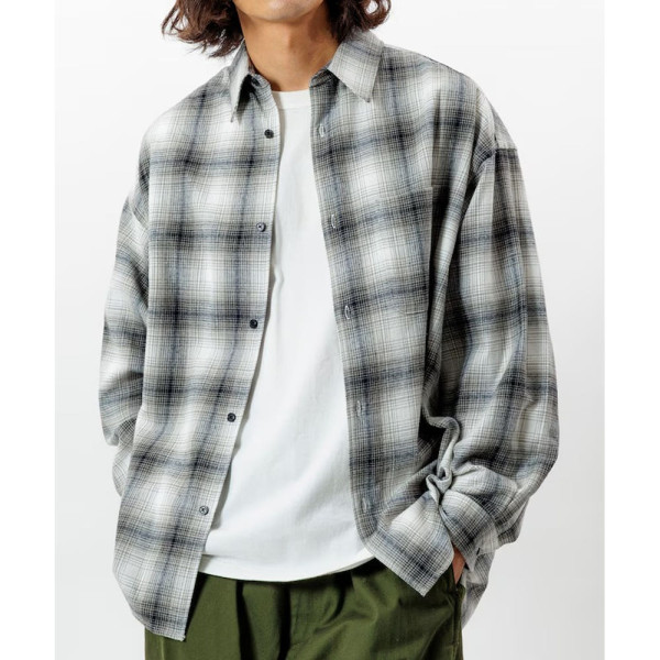 프릭스스토어 릴랙스핏 옴브레체크 넬 셔츠 5컬러 1201248900279