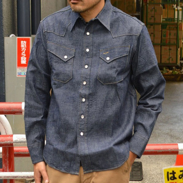 슈가케인 블루 데님 L/S 웨스턴 셔츠 원워시 네이비 SC28190