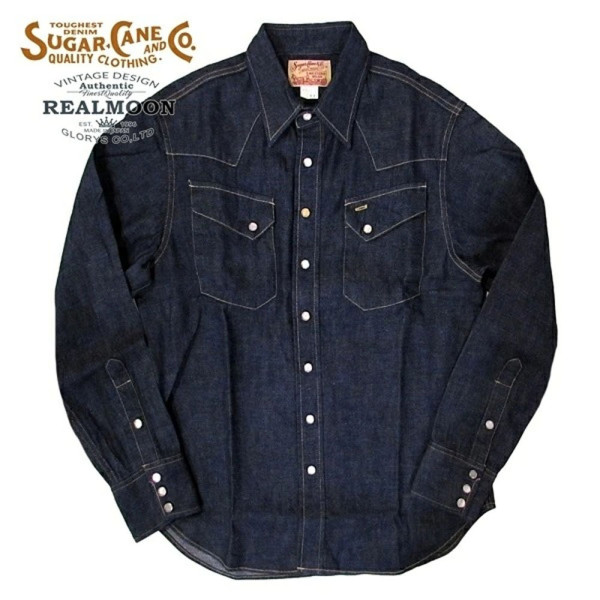 슈가케인 블루 데님 L/S 웨스턴 셔츠 원워시 네이비 SC28190
