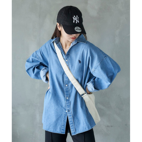 U.S. POLO ASSN. 유에스폴로에센 PUBLUX 별주 원포인트 자수 데님 셔츠 3컬러 3101291600010