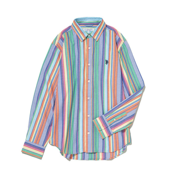 U.S. POLO ASSN. 유에스폴로에센 더블 호스맨 자수 레귤러 컬러 멀티 스트라이프 셔츠 PLM53710