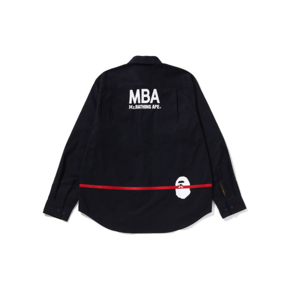 베이프 코튼 캔버스 캐주얼 셔츠 네이비 7L70131309