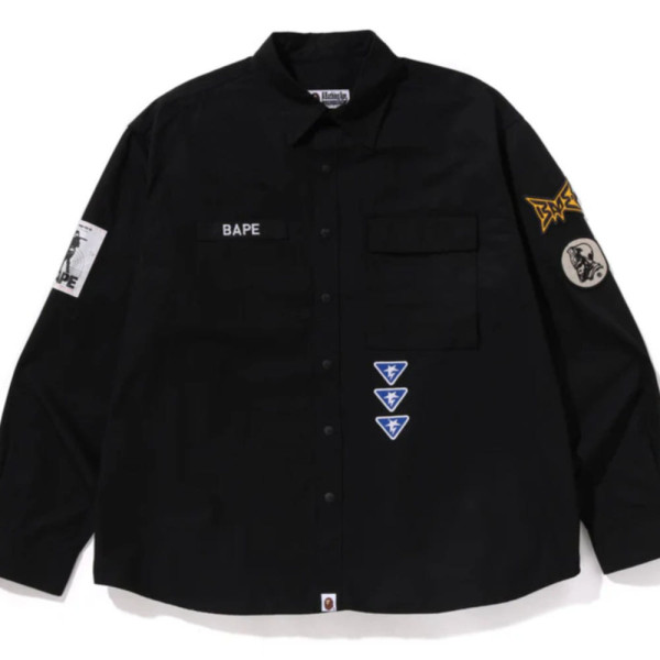 베이프 베싱 에이프 로고 밀리터리 LS 셔츠 2컬러 1L80131301