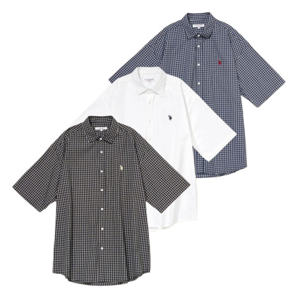 U.S. POLO ASSN. 유에스폴로에센 더블 호스맨 자수 옥스포드 반팔 셔츠 3컬러 PLM52701DQ