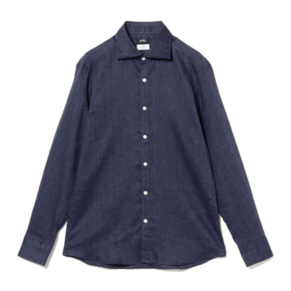 빔즈 Brilla per il gusto 린넨 내추럴 스트레치 와이드 카라 셔츠 네이비 24-11-0747-306