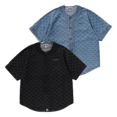 베이프 칼리지 모노그램 베이스볼 SS 데님 셔츠 2컬러 1L30132304