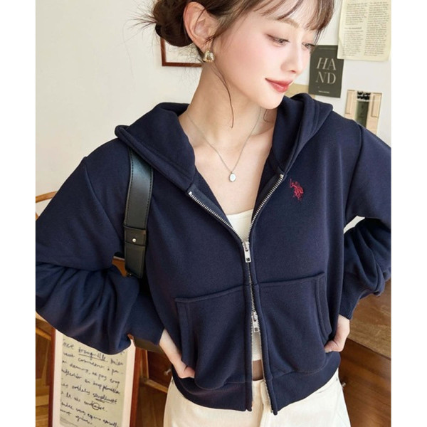 U.S. POLO ASSN. 유에스폴로에센 원포인트 자수 더블 지퍼 숏 후드집업 4컬러 mt07241