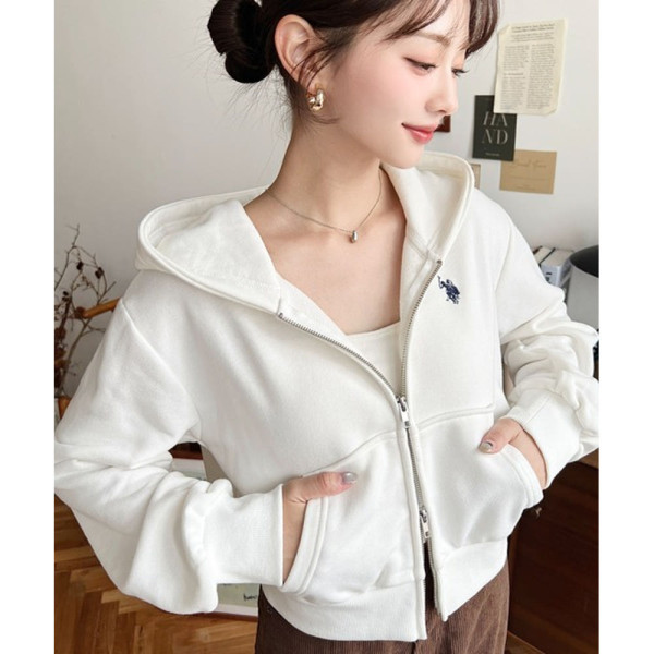 U.S. POLO ASSN. 유에스폴로에센 원포인트 자수 더블 지퍼 숏 후드집업 4컬러 mt07241
