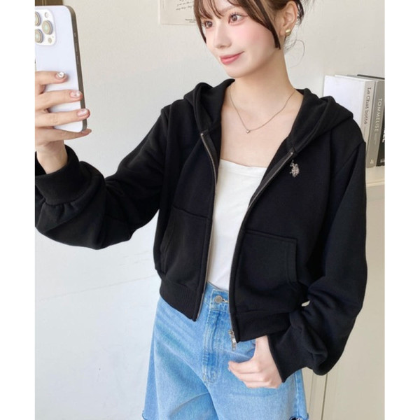 U.S. POLO ASSN. 유에스폴로에센 원포인트 자수 더블 지퍼 숏 후드집업 4컬러 mt07241