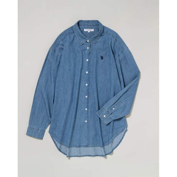 U.S. POLO ASSN. 유에스폴로에센 레귤러 컬러 데님 셔츠 더블 호스맨 자수 2컬러 PLL53700