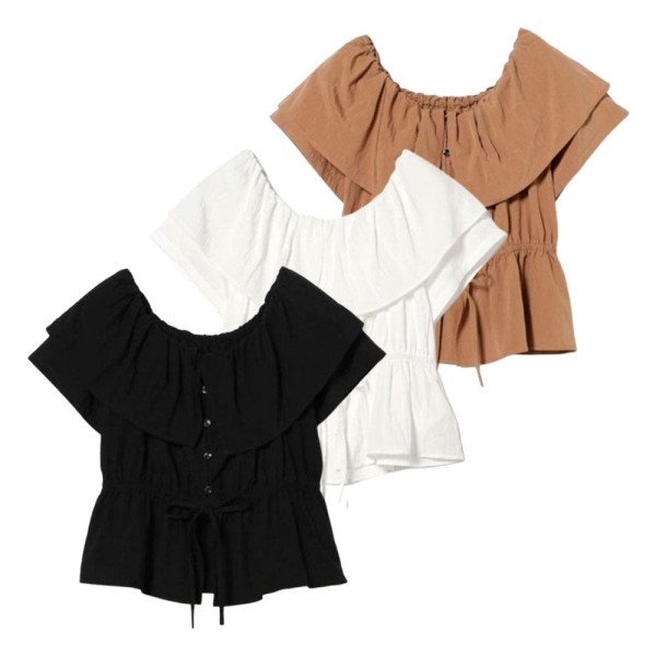 레이 빔즈 러플 카라 오프 더 숄더 블라우스 3컬러 61-01-0940-462