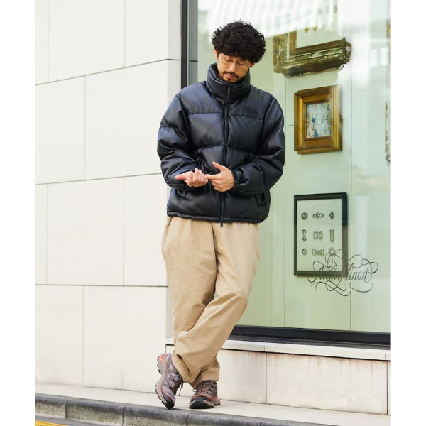 프릭스스토어 퍼스트다운 별주 레더 레드 버블 다운 PU 소재 블랙 1056234300142