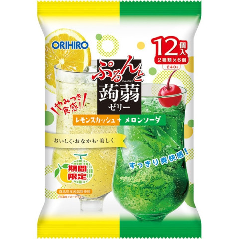 오리히로 ORIHIRO 푸른과 蒟蒻 레몬 스쿼시 + 멜론 소다 12개입(2종류×6개)