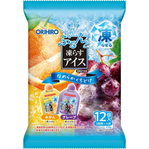 오리히로 ORIHIRO 곤약젤리 얼어붙는 아이스 귤＋포도 12개입(2종류×6개)